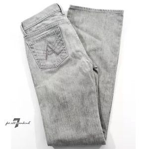 7 FOR ALL MANKIND Grey Distressed Flare Leg Jeans